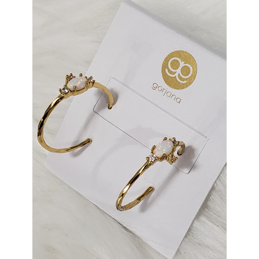 NEW STUNNING GORJANA HUDSON OPALITE HOOP EARRINGS gold tone dainty coquette
